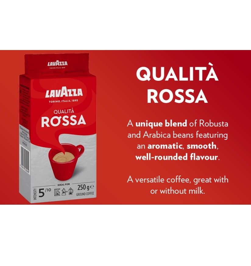 Café moulu : Lavazza ( qualité rouge )