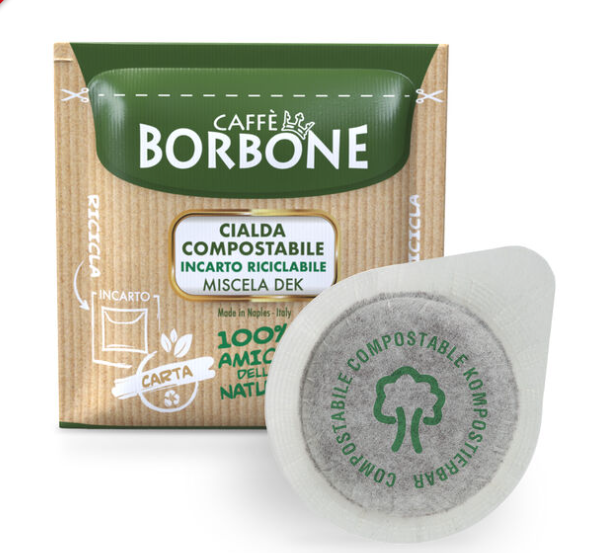 Café Pods Compostable : CAFFE BORBONE (Miscela DEK) 150 pods (Descafiné)