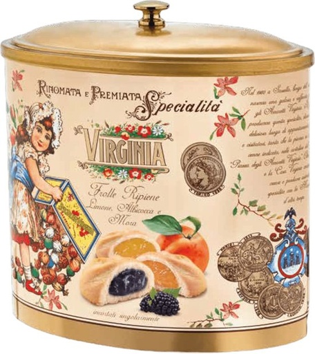 [Ref0351] Petits gâteaux fourrés au citron, à l'abricot et aux mûres - boîte ovale (Ligurie) 200g